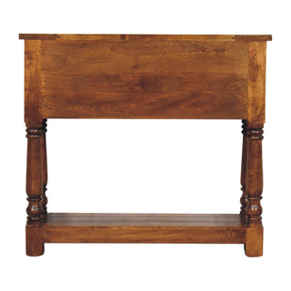 Turned Legs 4 Drawer Console Table, Mango Wood