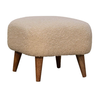 Mango Wood Bouclé Square Stool, Cream