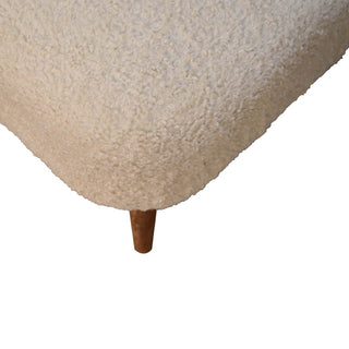 Mango Wood Bouclé Square Stool, Cream