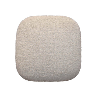 Mango Wood Bouclé Square Stool, Cream