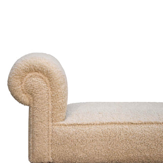 Mango Wood Frame Bench with Bouclé Upholstery, Cream