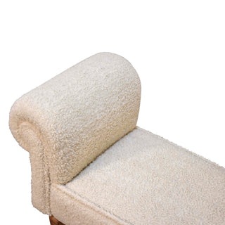 Mango Wood Frame Bench with Bouclé Upholstery, Cream