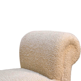 Mango Wood Frame Bench with Bouclé Upholstery, Cream