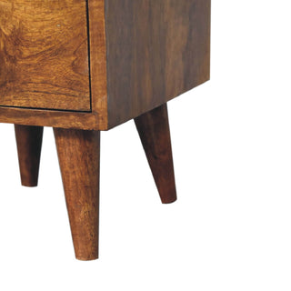 Narrow Cut-Out Bedside Table - Solid Mango Wood