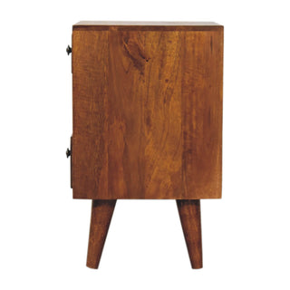 Narrow Cut-Out Bedside Table - Solid Mango Wood