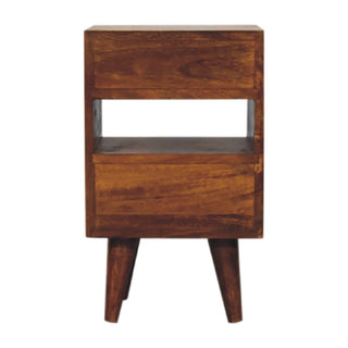 Narrow Cut-Out Bedside Table - Solid Mango Wood