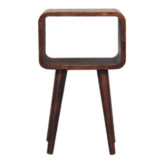 Narrow Open-Shelf Bedside Table with Chestnut Finish