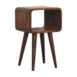 Narrow Open-Shelf Bedside Table with Chestnut Finish