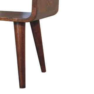 Narrow Open-Shelf Bedside Table with Chestnut Finish