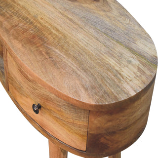 Wave Desk in Mango Wood with 2 Drawers and 1 Open Slot, Oak Finish