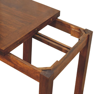 Butterfly Extendable Dining Table in Mango Wood with Chestnut Finish