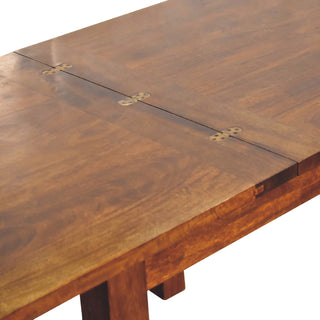Butterfly Extendable Dining Table in Mango Wood with Chestnut Finish