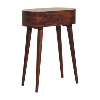 Mango Wood Albion Round Side Table with 1 Drawer, Chestnut Finish