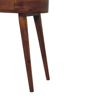 Mango Wood Albion Round Side Table with 1 Drawer, Chestnut Finish