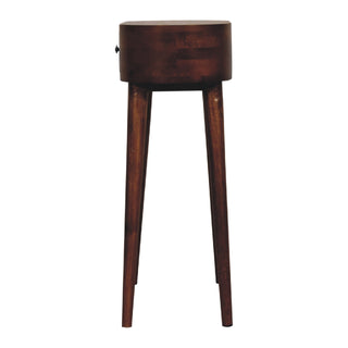 Mango Wood Albion Round Side Table with 1 Drawer, Chestnut Finish
