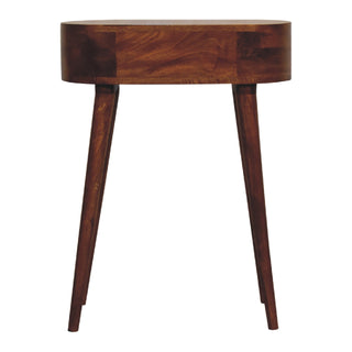 Mango Wood Albion Round Side Table with 1 Drawer, Chestnut Finish