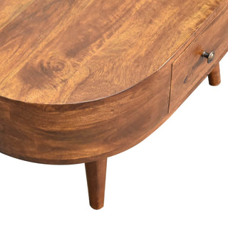 London Narrow Coffee Table in Mango Wood with Chestnut Finish