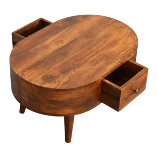 London Narrow Coffee Table in Mango Wood with Chestnut Finish