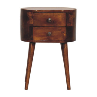 Narrow London Bedside Table with 2 Drawers in Chestnut Finish