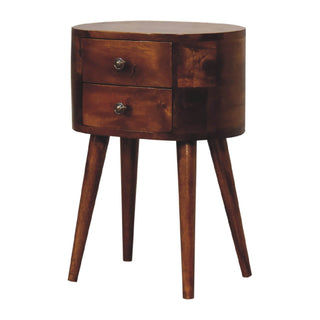 Narrow London Bedside Table with 2 Drawers in Chestnut Finish