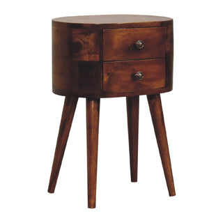 Narrow London Bedside Table with 2 Drawers in Chestnut Finish