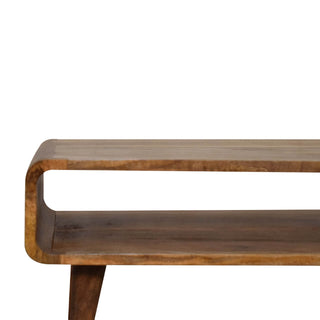 Mango Wood Open  Frame TV Stand, Oak Finish