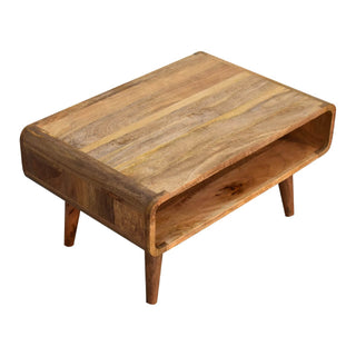 Mango Wood Open  Frame TV Stand, Oak Finish