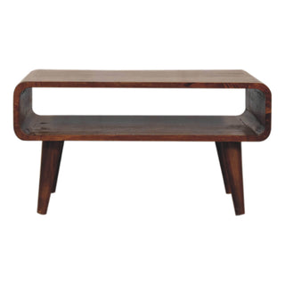 Open-Shelf TV Stand in Mango Wood with Chestnut Finish