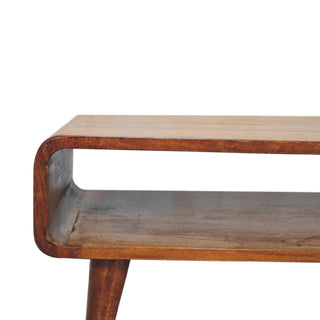 Open-Shelf TV Stand in Mango Wood with Chestnut Finish