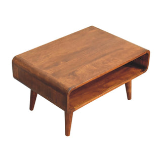 Open-Shelf TV Stand in Mango Wood with Chestnut Finish