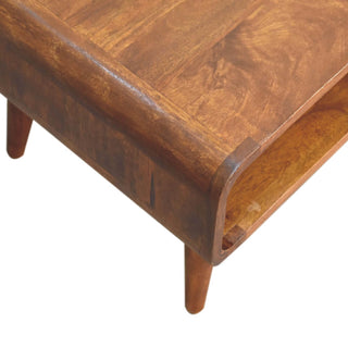 Open-Shelf TV Stand in Mango Wood with Chestnut Finish