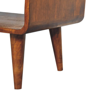 Open-Shelf TV Stand in Mango Wood with Chestnut Finish