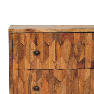 Mango Wood Narrow Pineapple Carved 3-Drawer Chest