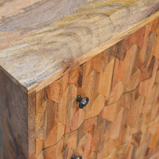 Mango Wood Narrow Pineapple Carved 3-Drawer Chest