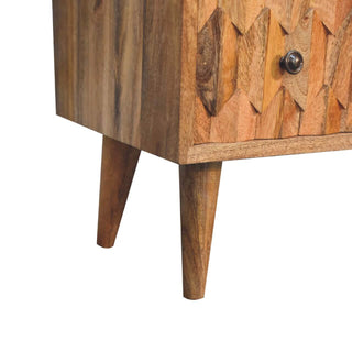 Mango Wood Narrow Pineapple Carved 3-Drawer Chest