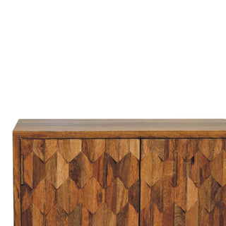 Narrow Pineapple Carved Cabinet, Mango Wood