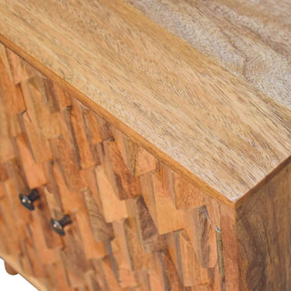 Narrow Pineapple Carved Cabinet, Mango Wood