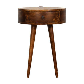 Mango Wood Reading Light Bedside Table, Chestnut Finish