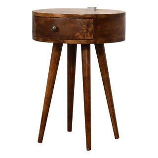 Mango Wood Reading Light Bedside Table, Chestnut Finish