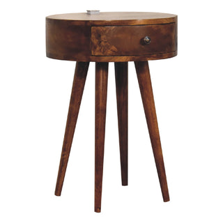 Mango Wood Reading Light Bedside Table, Chestnut Finish