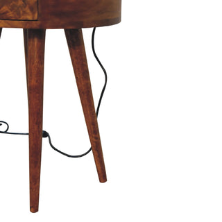Mango Wood Reading Light Bedside Table, Chestnut Finish