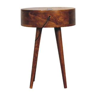 Mango Wood Reading Light Bedside Table, Chestnut Finish