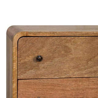 Mango Wood Narrow 3 Drawer Chest, Oak Finish