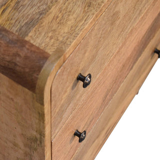 Mango Wood Narrow 3 Drawer Chest, Oak Finish