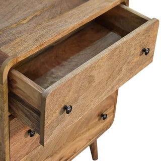 Mango Wood Narrow 3 Drawer Chest, Oak Finish