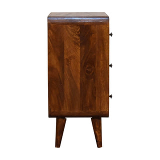 Mango Wood Narrow 3-Drawer Chest, Chestnut Finish