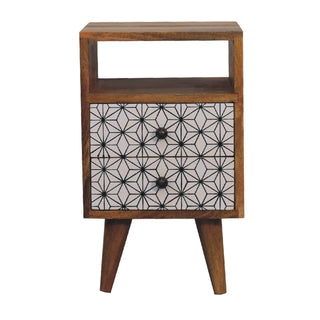 Mango Wood Prima Narrow Bedside Table with 2 Drawers