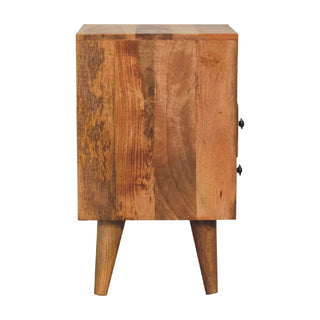 Mango Wood Prima Narrow Bedside Table with 2 Drawers