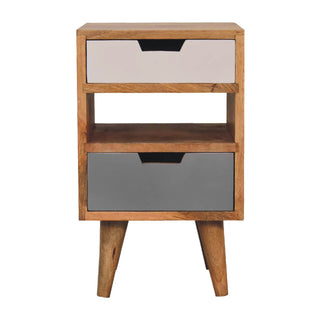 Mango Wood Gradient Narrow Bedside Table with Cut-Out Design