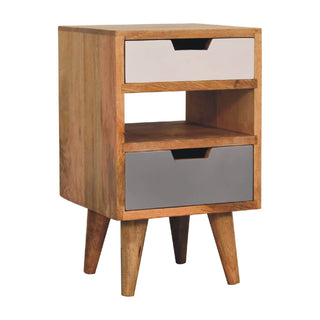 Mango Wood Gradient Narrow Bedside Table with Cut-Out Design